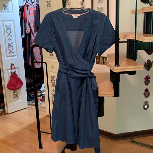 Boden denim wrap dress sz 14 - Picture 2 of 4